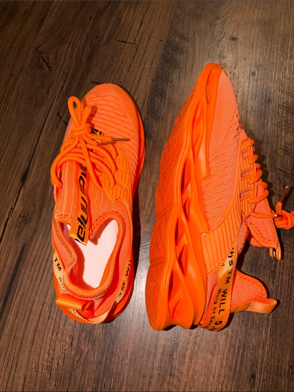 Women’s Lightweight Knit Sneakers in Bright Orange - Picture 4 of 9